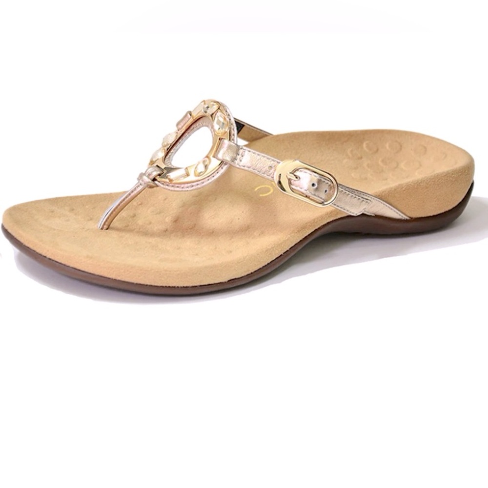 Vionic Ricci Gold Tan Jeweled Sandal Size 9